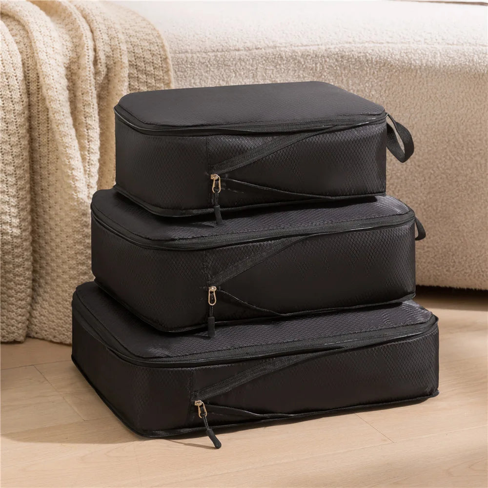 VOYAS 3-Piece Compressible Packing Cubes Set - Black