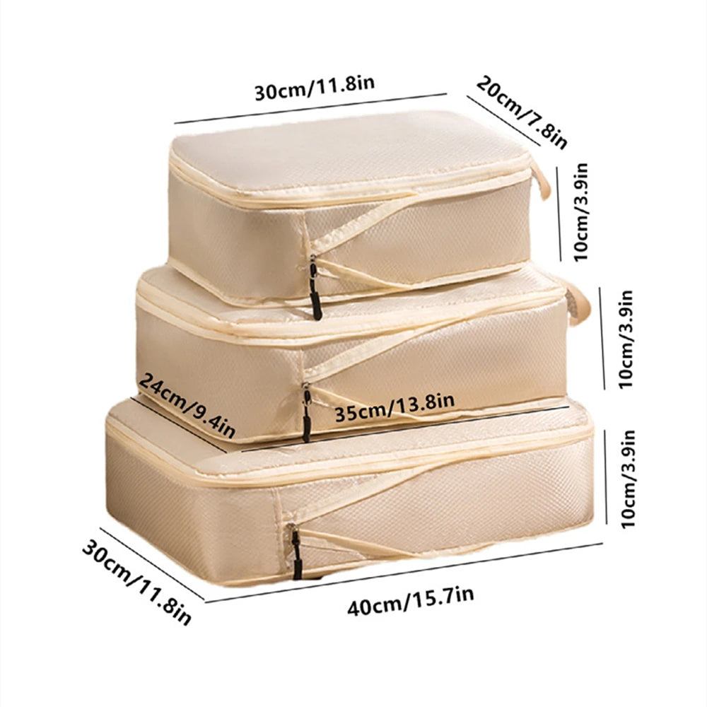 VOYAS 3-Piece Compressible Packing Cubes Set - Black