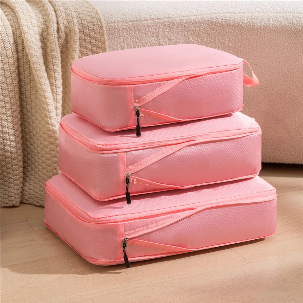 VOYAS 3-Piece Compressible Packing Cubes Set - Black